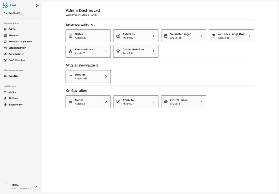 Screenshot BWG – Website & Portal